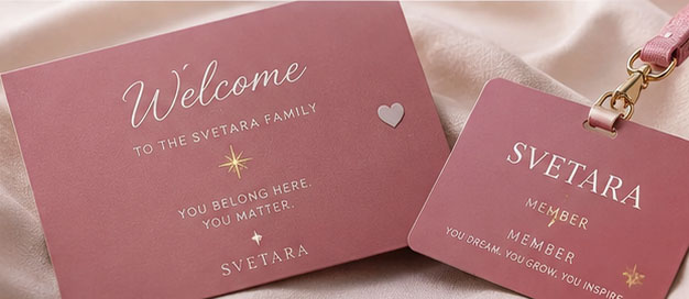 Svetara welcome card and member card